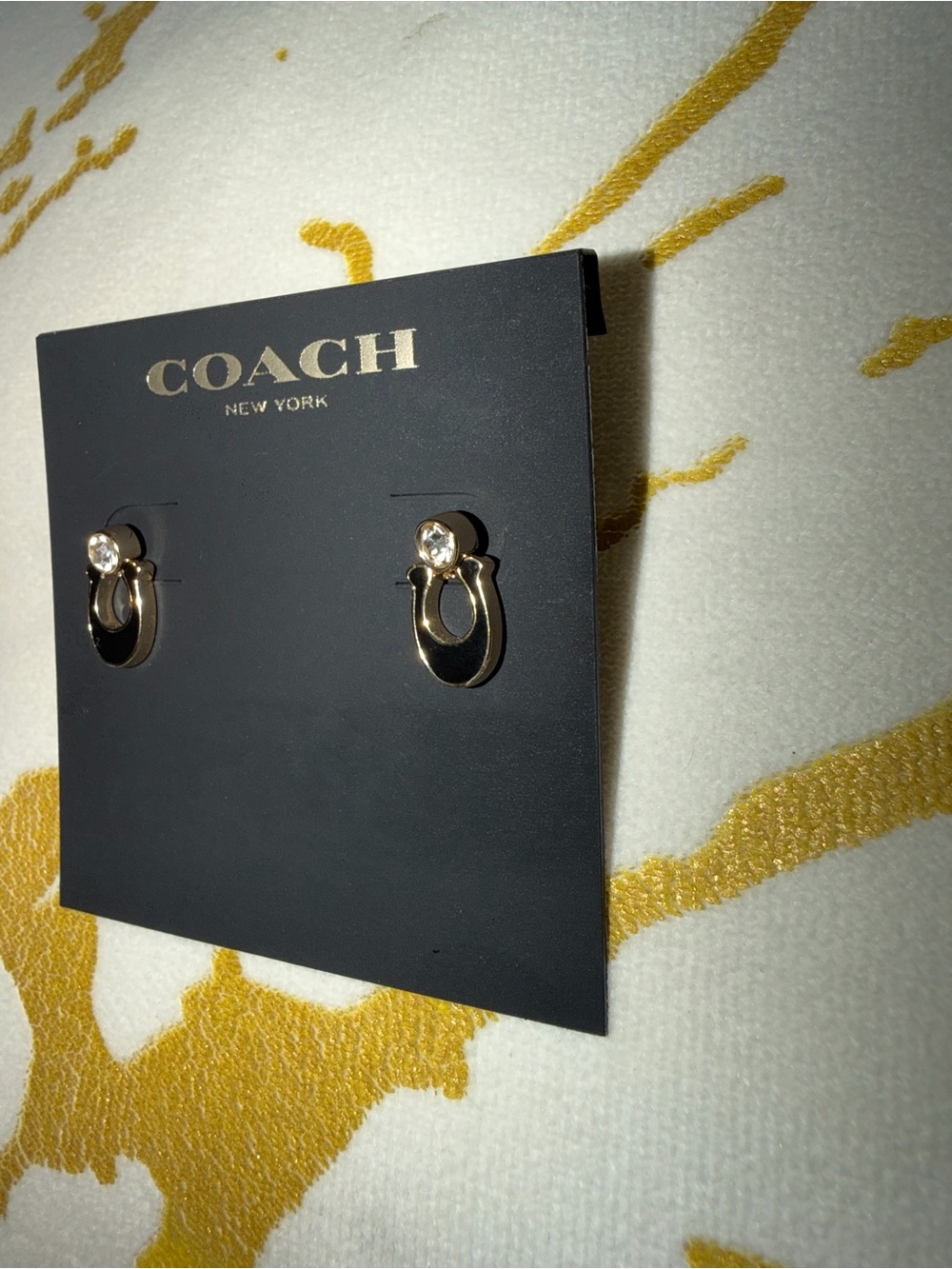 COACH Gold Crystal Earrings - Picture 3 of 5